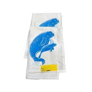 Manatee "Krinkle" Flour Sack Towel - 100% Cotton 26" Homosassa Springs Set of 2